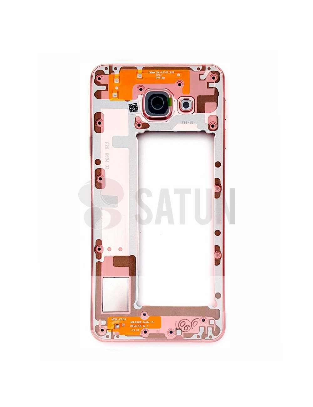 Carcasa intermedia Samsung Galaxy A3 2016 rosa (original con uso)
